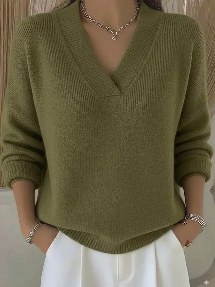 Maglione Morbido con Scollo a V Viola – foto 3