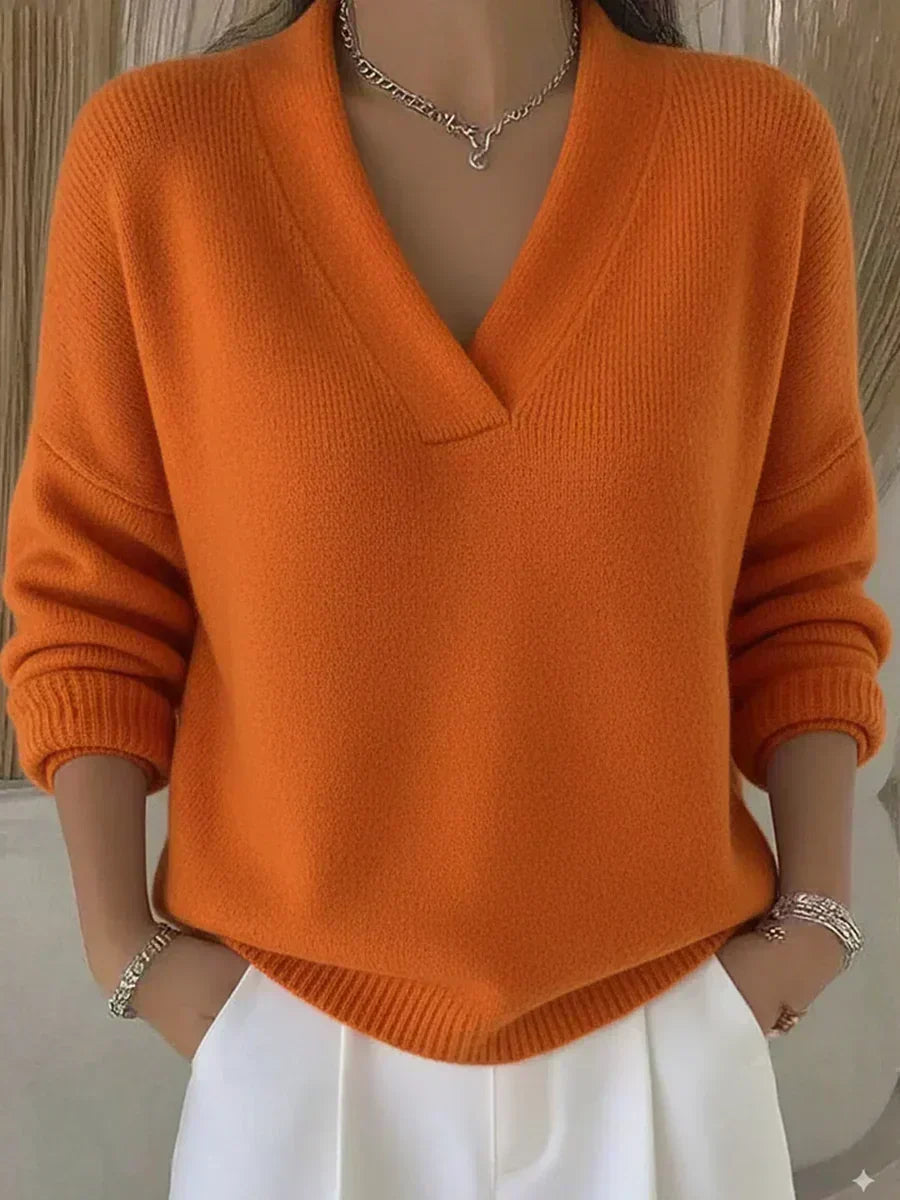 Maglione Morbido con Scollo a V Viola – foto 5
