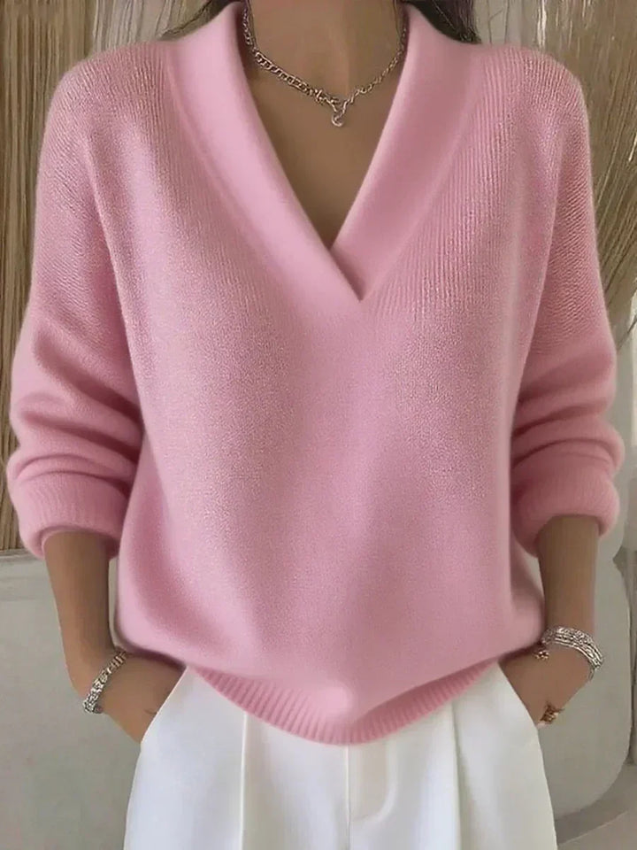 Maglione Morbido con Scollo a V Viola Rosa – Bottega Moretti
