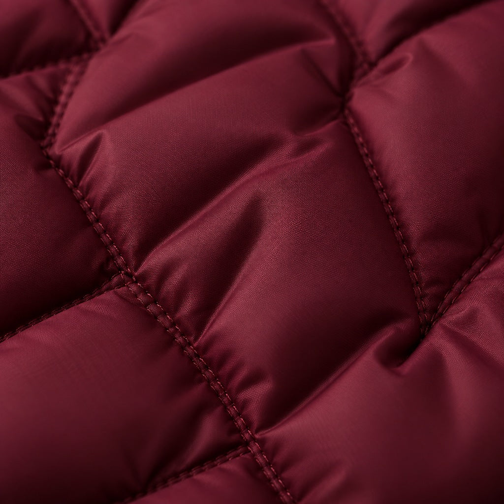 Kacob | Women's Long Quilted Hooded Coat with Cinched Waist – Chevron Padded Maxi Puffer