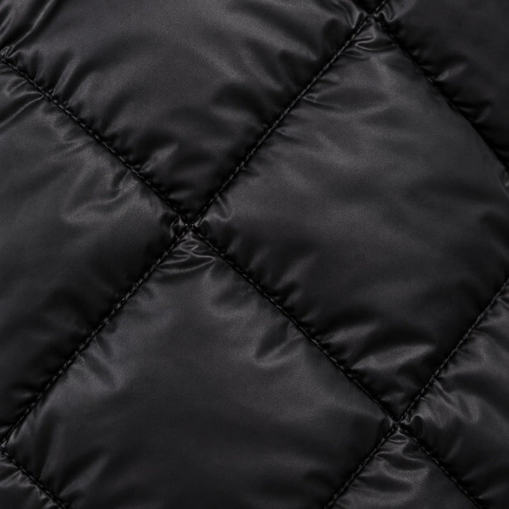 Kacob | Women's Longline Quilted Coat with Leopard Print Lining – Diamond Quilted Collared Padded Coat