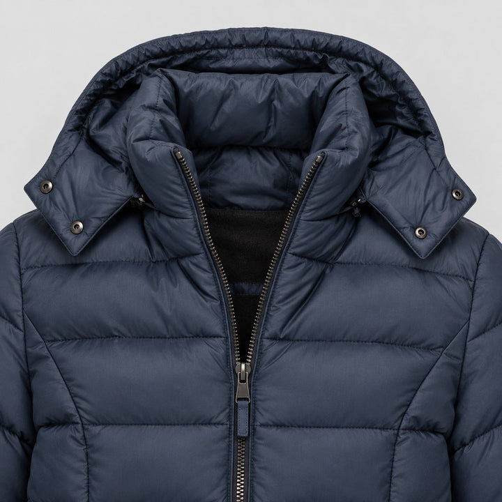 Kacob | Women's Long Hooded Puffer Jacket with Zip Front – Fitted Quilted Padded Winter Coat