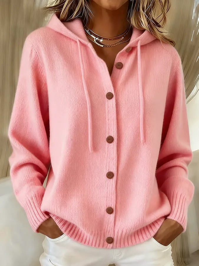 Cardigan con Cappuccio e Bottoni Bettina Rosa – Bottega Moretti