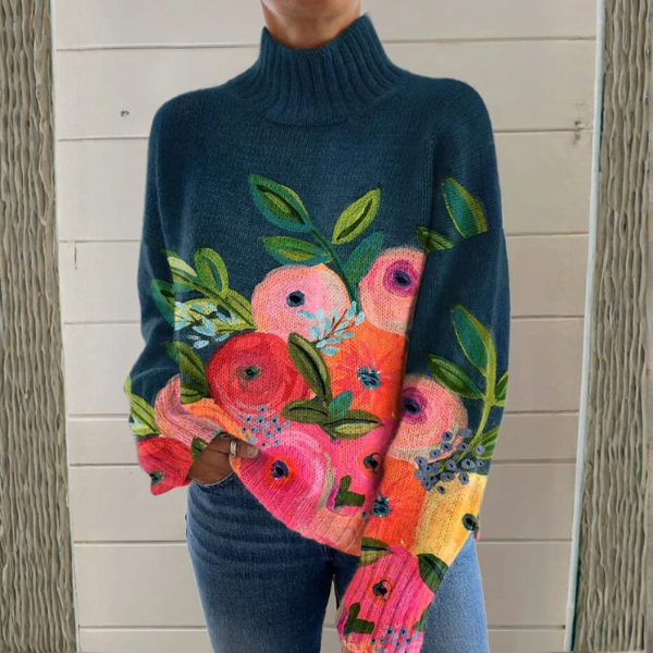 Maglione Dolcevita Bouquet Dipinto Martine – Bottega Moretti