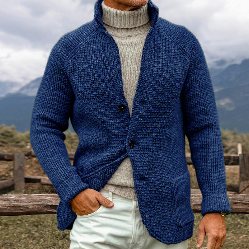 Cardigan Autunnale a Maniche Lunghe in Maglia con Tasche e Materiali Termici