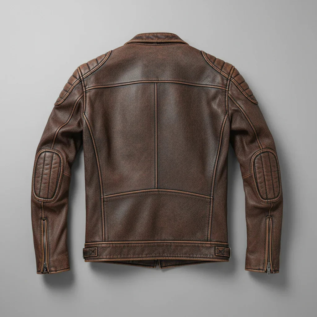 Giacca Uomo in Ecopelle con Spalle Rinforzate e Dettagli Zip Moto