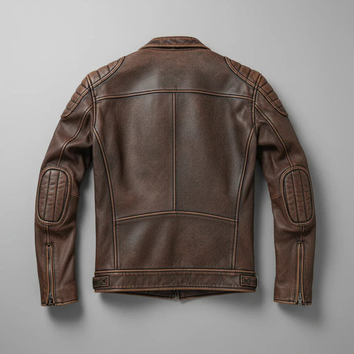 Giacca Uomo in Ecopelle con Spalle Rinforzate e Dettagli Zip Moto