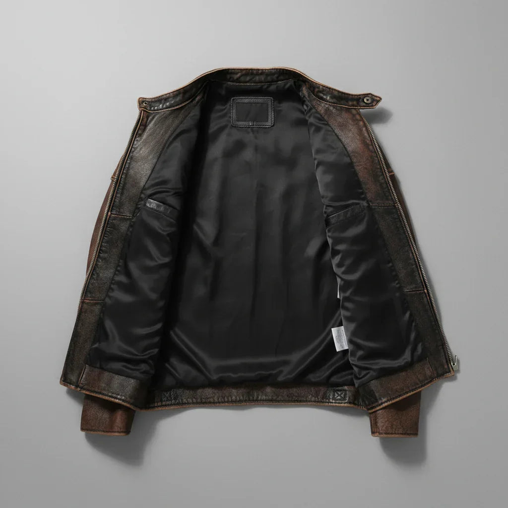 Giacca Uomo in Ecopelle con Spalle Rinforzate e Dettagli Zip Moto