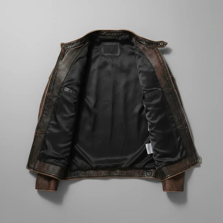 Giacca Uomo in Ecopelle con Spalle Rinforzate e Dettagli Zip Moto