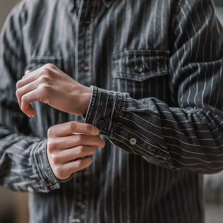 Camicia a Righe Maniche Lunghe Uomo Adriano – foto 6