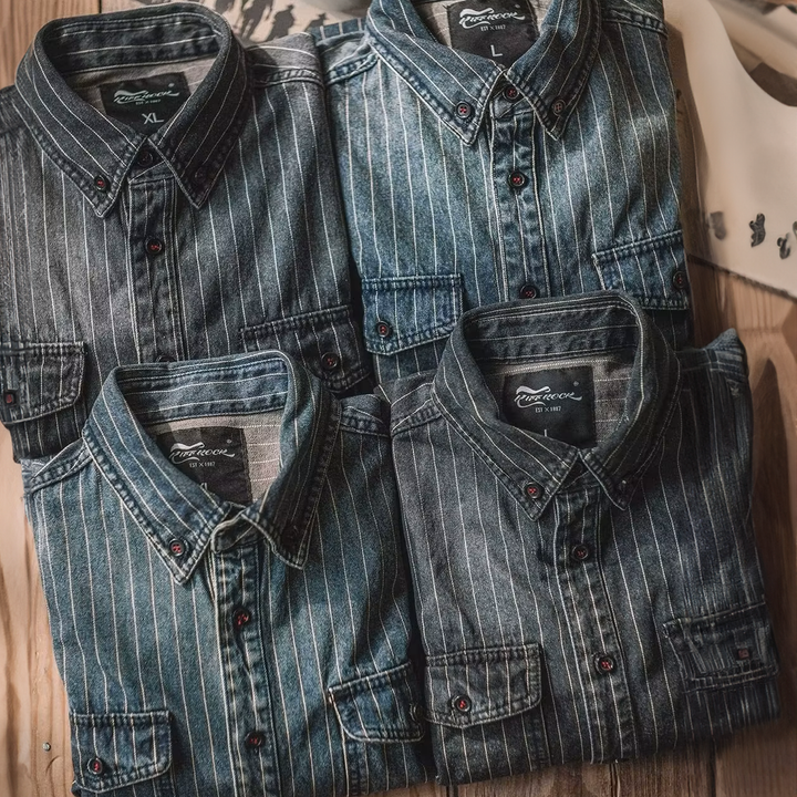Camicia a Righe Maniche Lunghe Uomo Adriano – foto 7