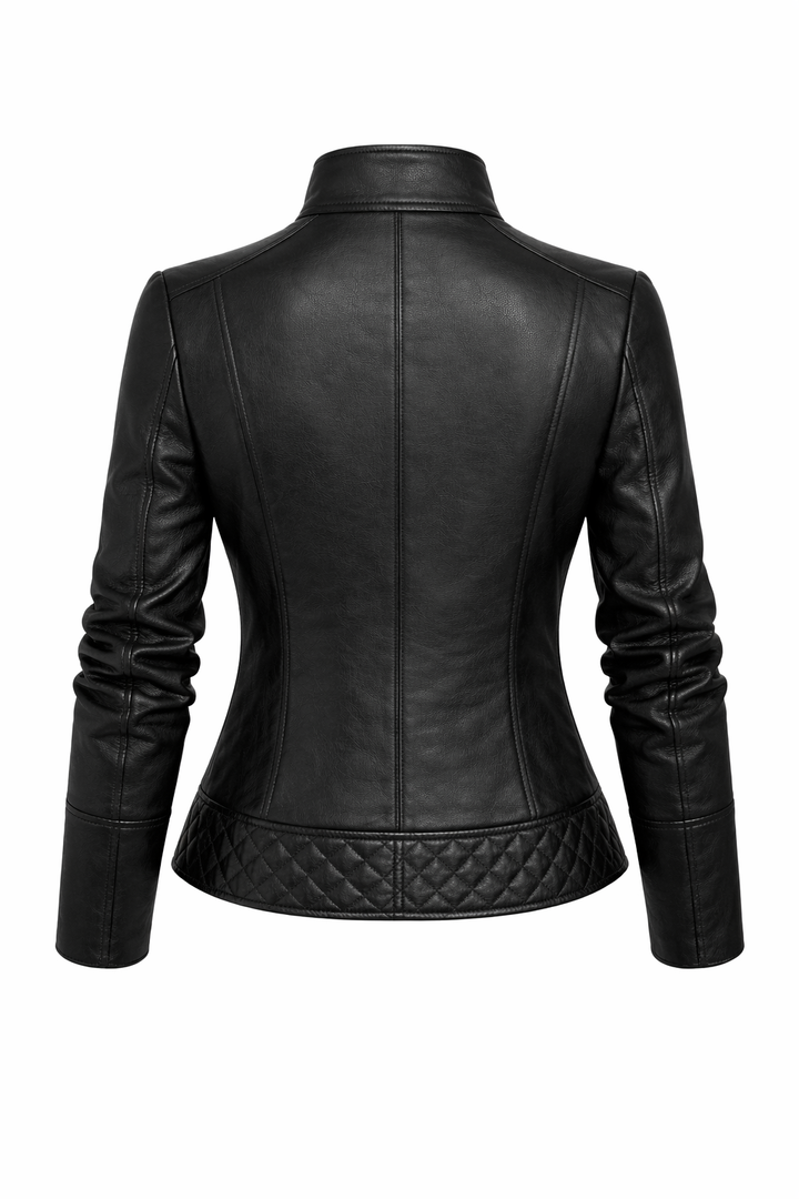 Women's Real Leather Quilted Biker Jacket – Opulence