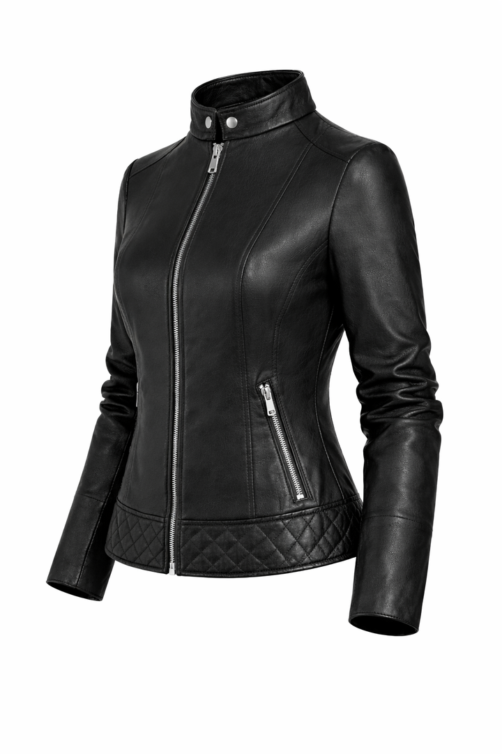 Women's Real Leather Quilted Biker Jacket – Opulence
