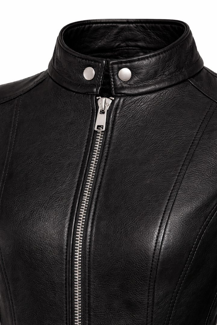 Women's Real Leather Quilted Biker Jacket – Opulence