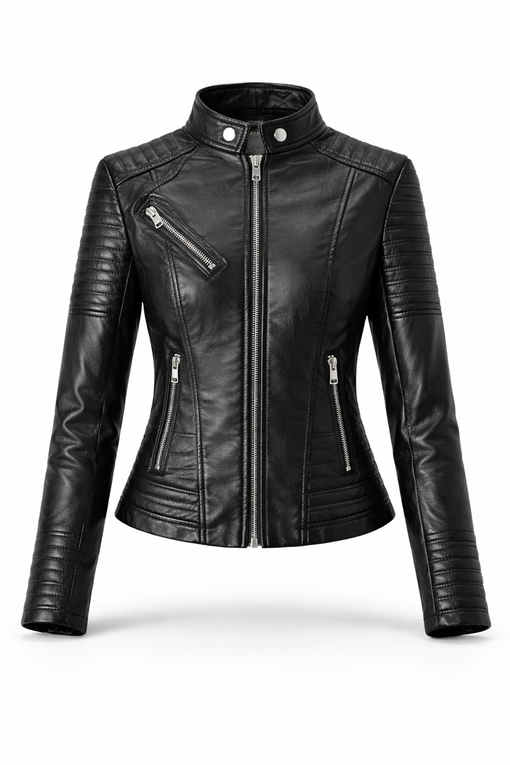 Women's Real Leather Quilted Biker Jacket – Roma