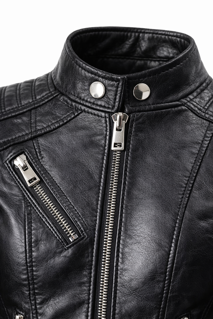 Women's Real Leather Quilted Biker Jacket – Roma