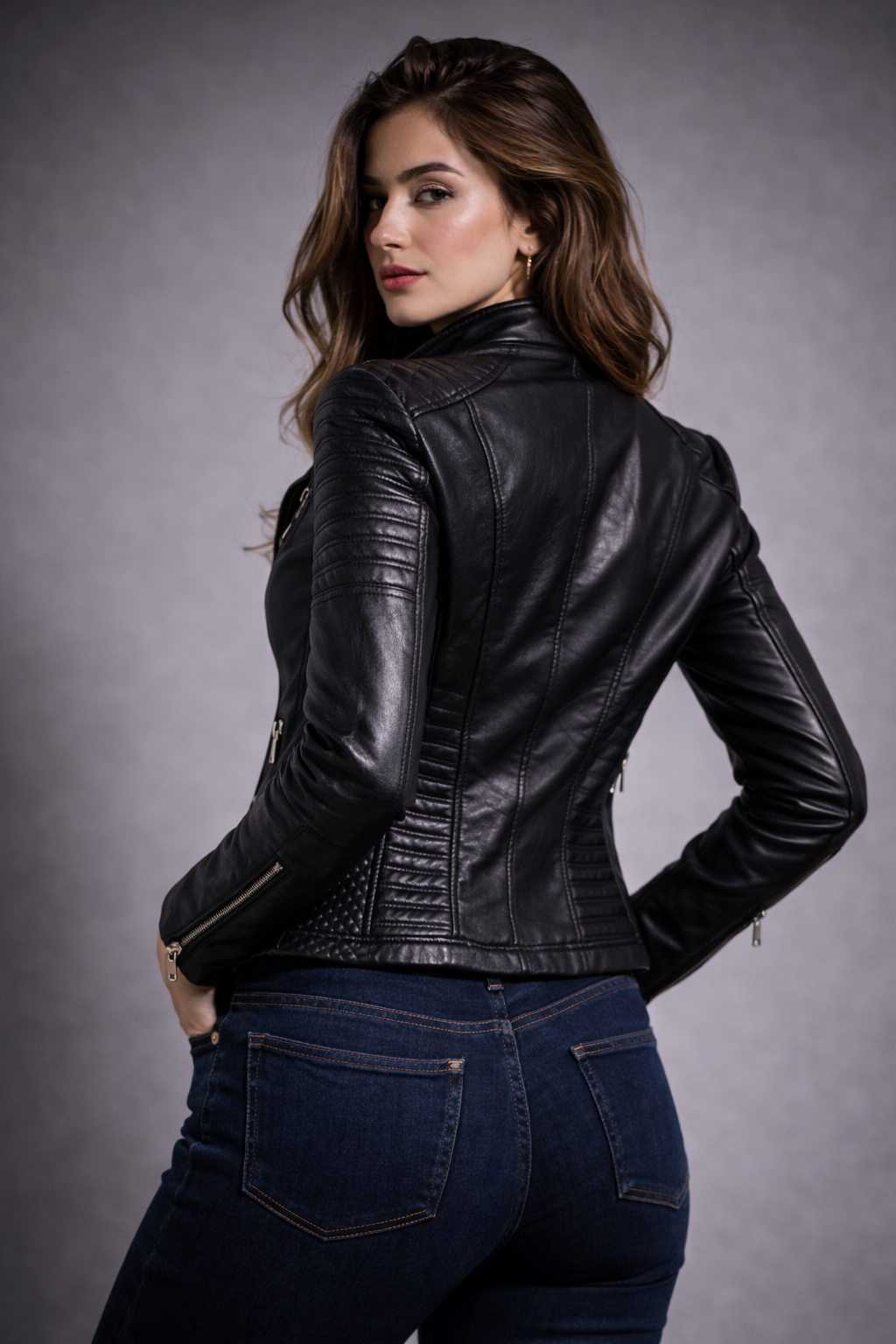 Women's Real Leather Quilted Biker Jacket – Roma