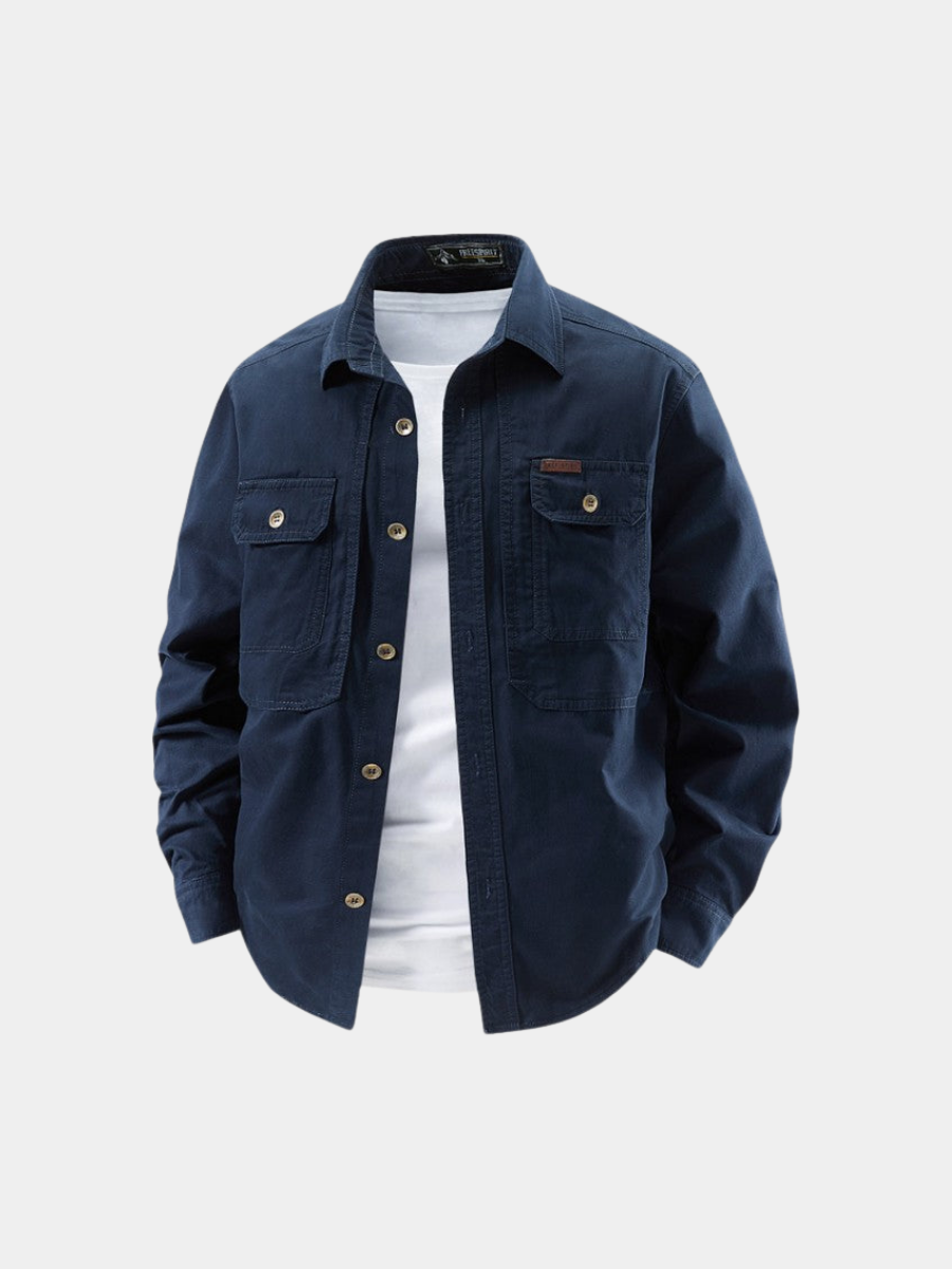 Camicia Utility Maniche Lunghe Uomo Orlando Blu – Bottega Moretti