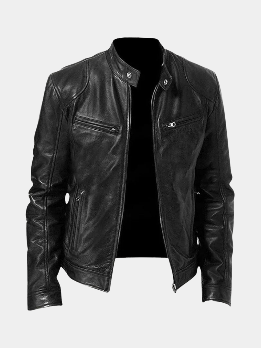 Giacca in Pelle Elegante Uomo Sandro Nero – Bottega Moretti