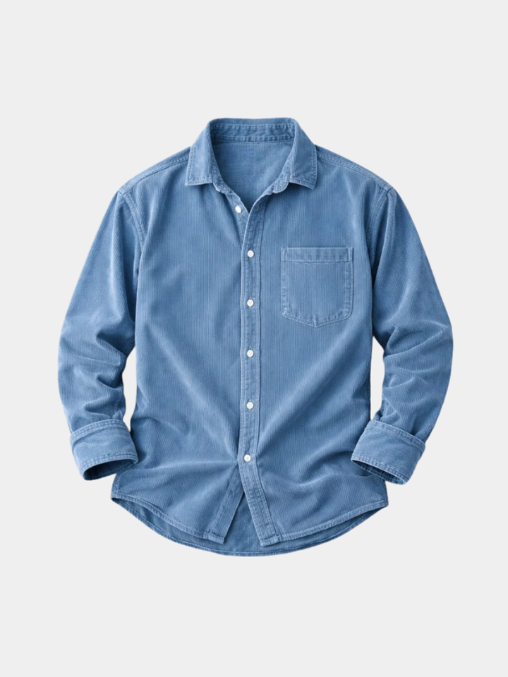 Camicia Velluto a Coste Relax Uomo Giulio Blu – Bottega Moretti