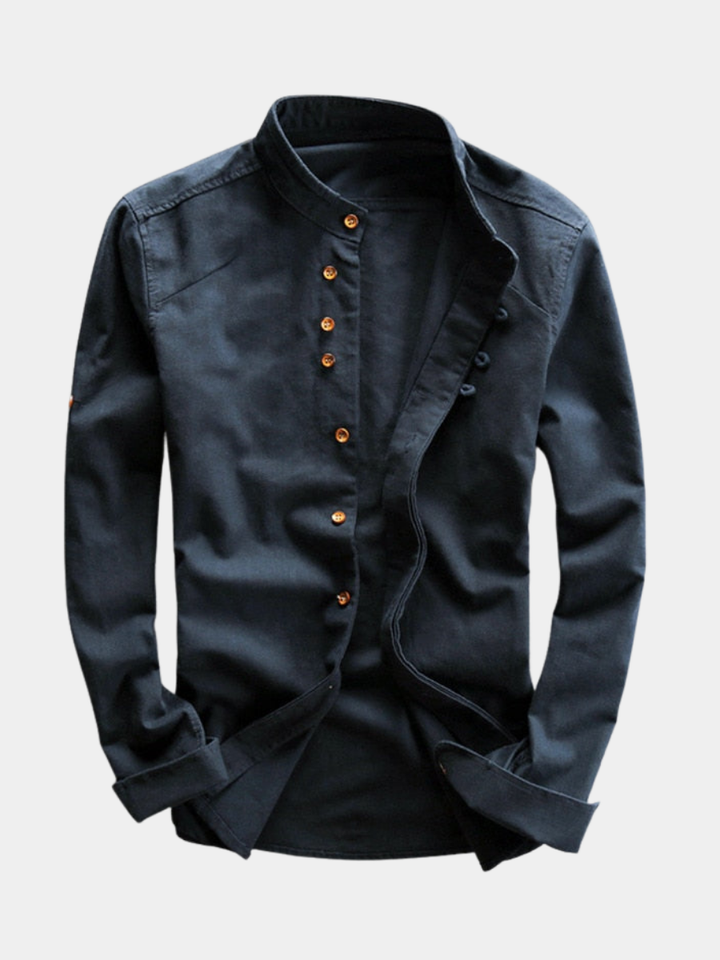 Camicia Uomo Stile Giapponese Cristiano Blu Navy – Bottega Moretti