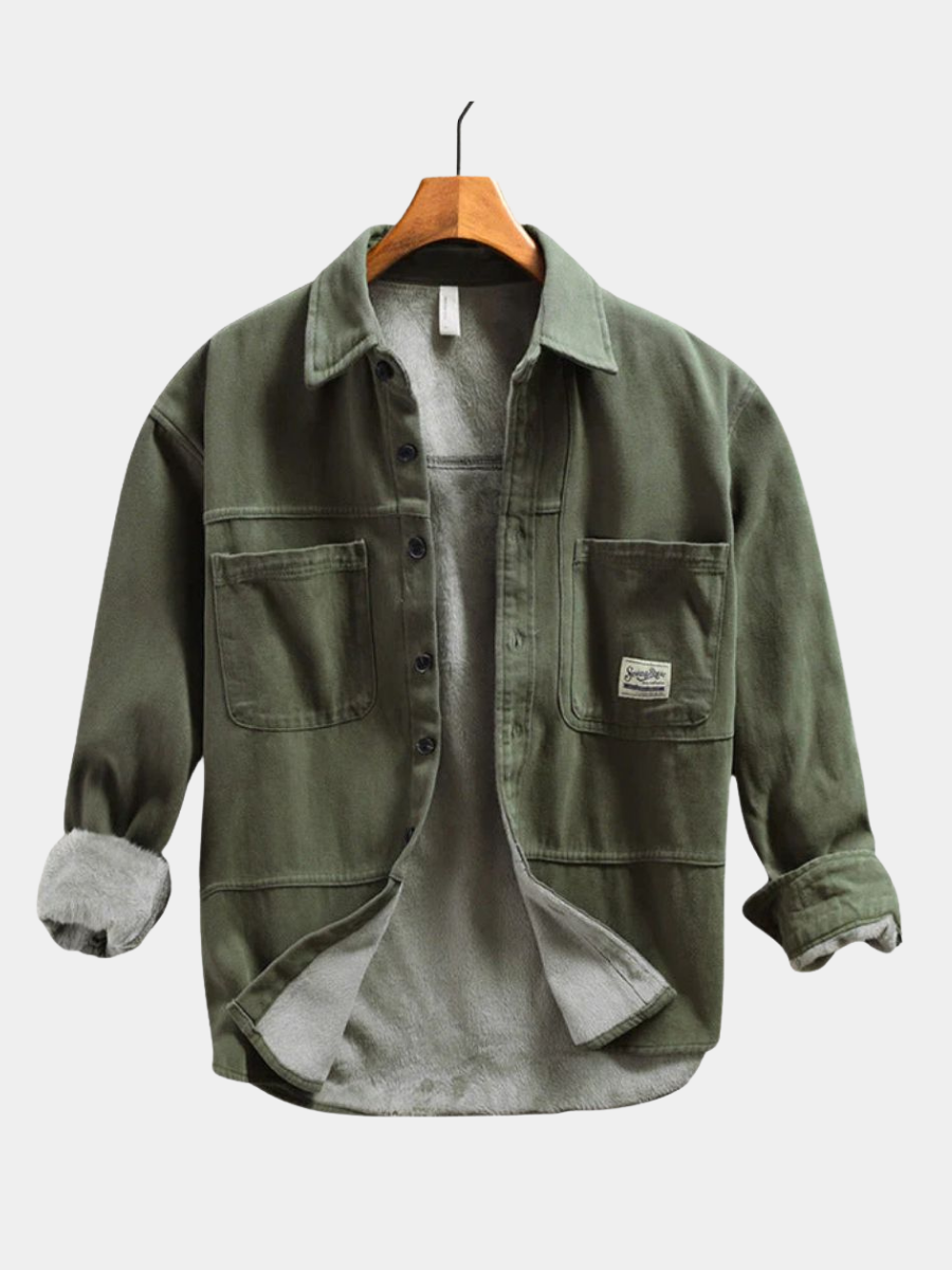 Camicia Cargo in Pile Uomo Enzo Verde Militare – Bottega Moretti