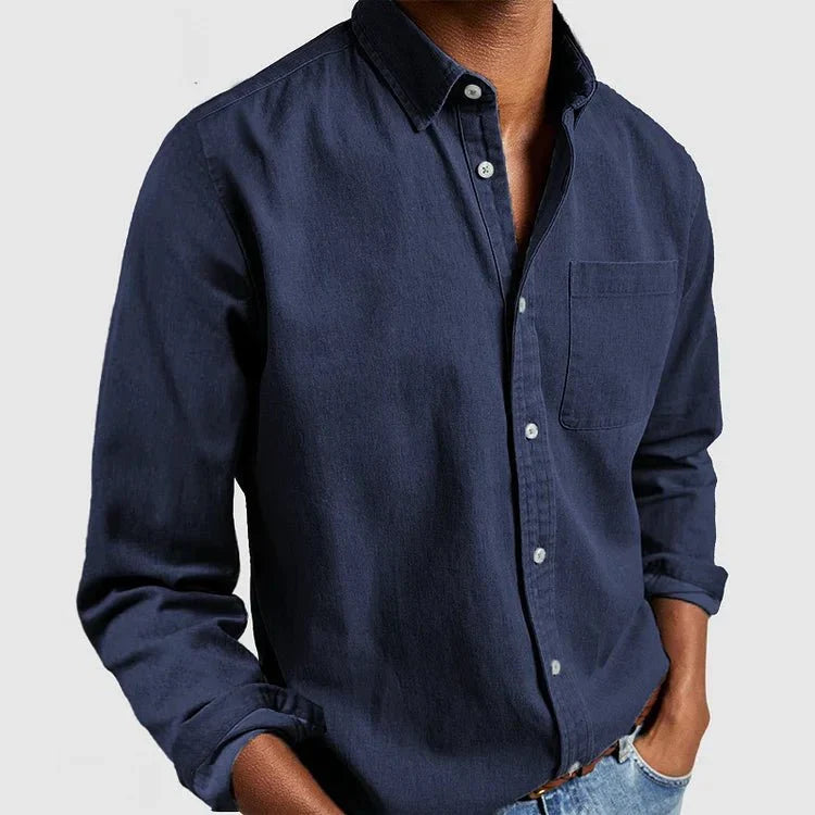 Camicia Casual Massimo Blu Scuro – Bottega Moretti
