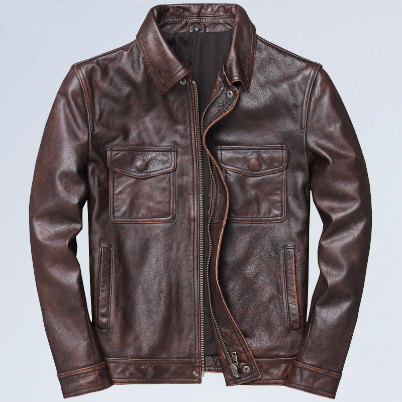 Giacca da Uomo Autunnale in Stile Moto con Colletto a Rever