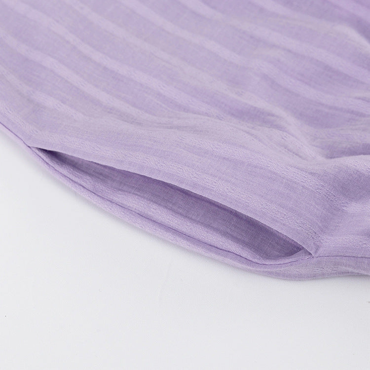 Completo con Camicia a Bottoni e Pantaloni Corti Leggeri Viola – foto 10