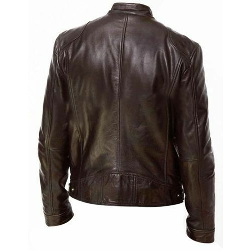 Giacca da Uomo Slim Fit in PU con Chiusura a Zip Autunnale