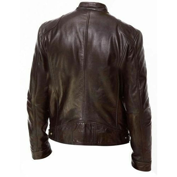 Giacca da Uomo Slim Fit in PU con Chiusura a Zip Autunnale