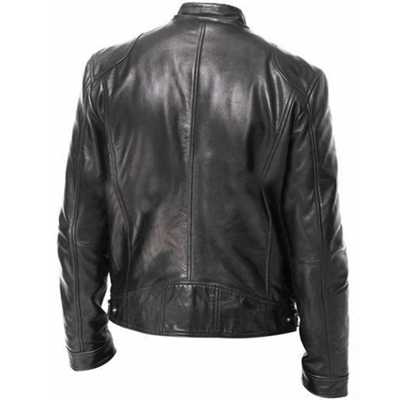 Giacca da Uomo Slim Fit in PU con Chiusura a Zip Autunnale