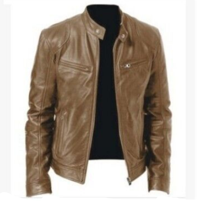 Giacca da Uomo Slim Fit in PU con Chiusura a Zip Autunnale