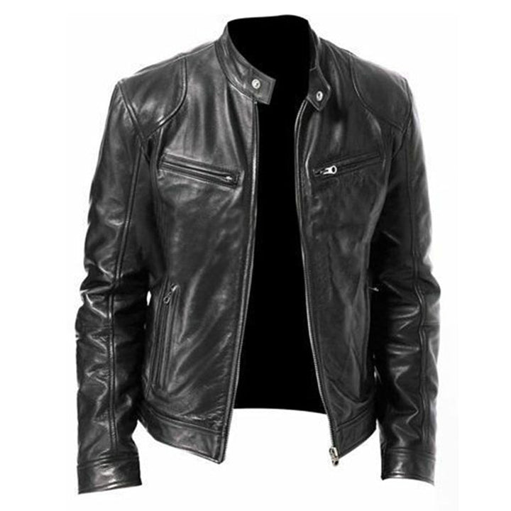 Giacca da Uomo Slim Fit in PU con Chiusura a Zip Autunnale