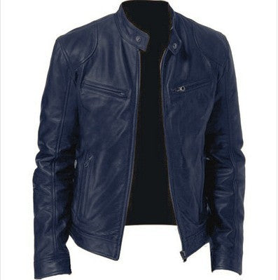 Giacca da Uomo Slim Fit in PU con Chiusura a Zip Autunnale