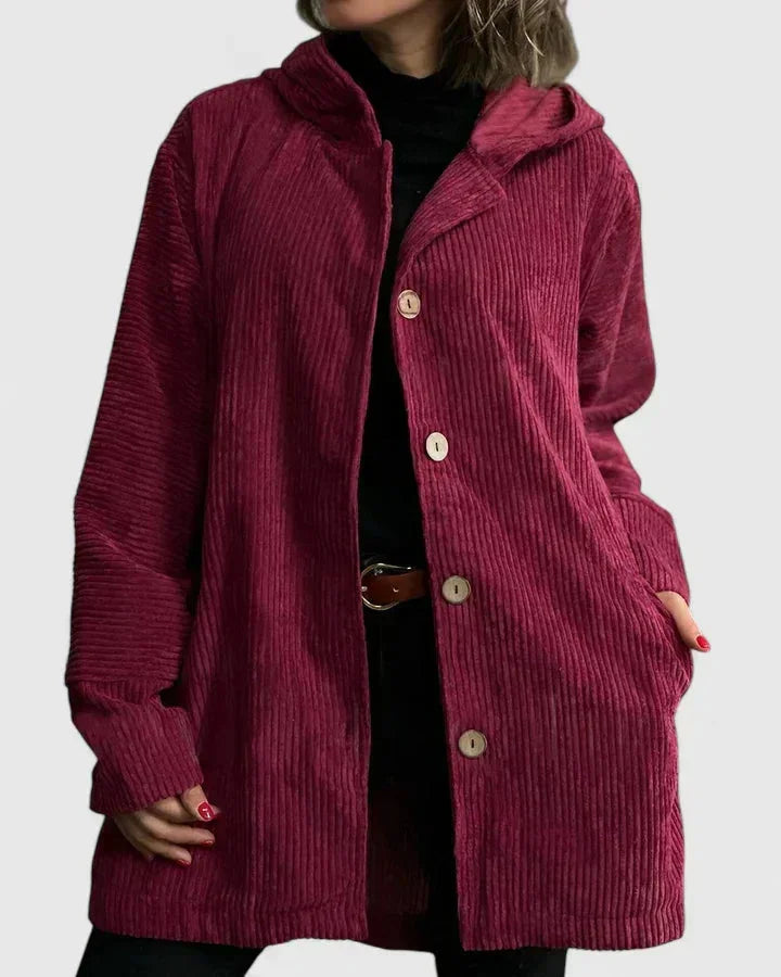 Women's light-coloured corduroy button-front jacket