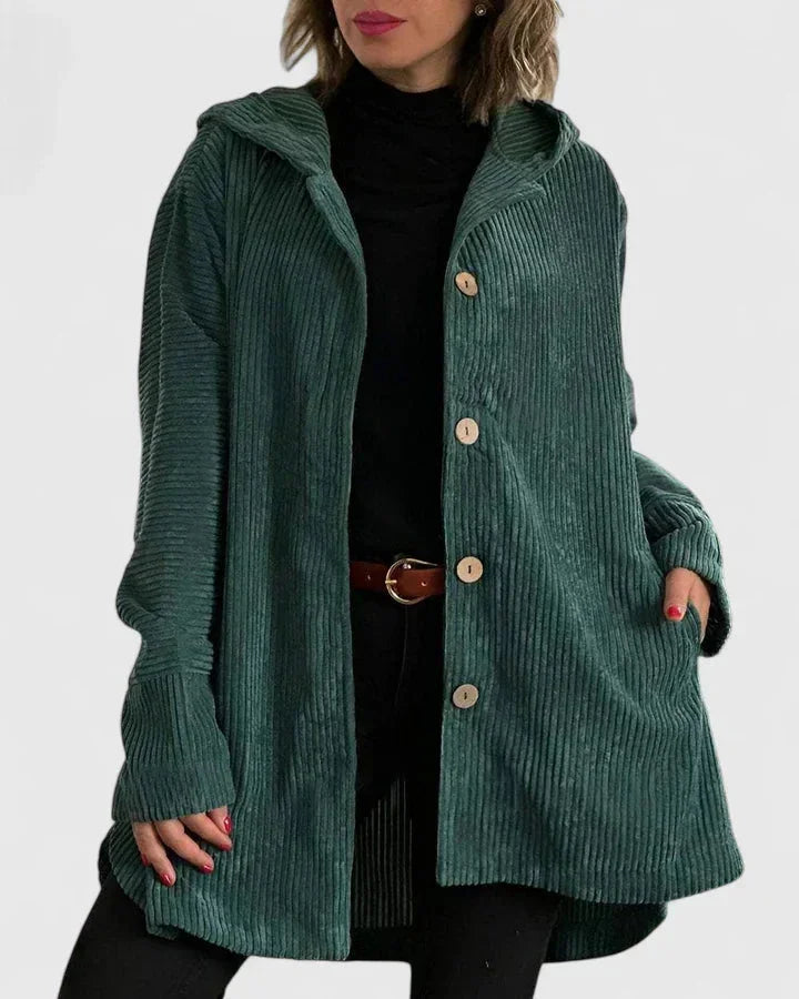 Women's light-coloured corduroy button-front jacket
