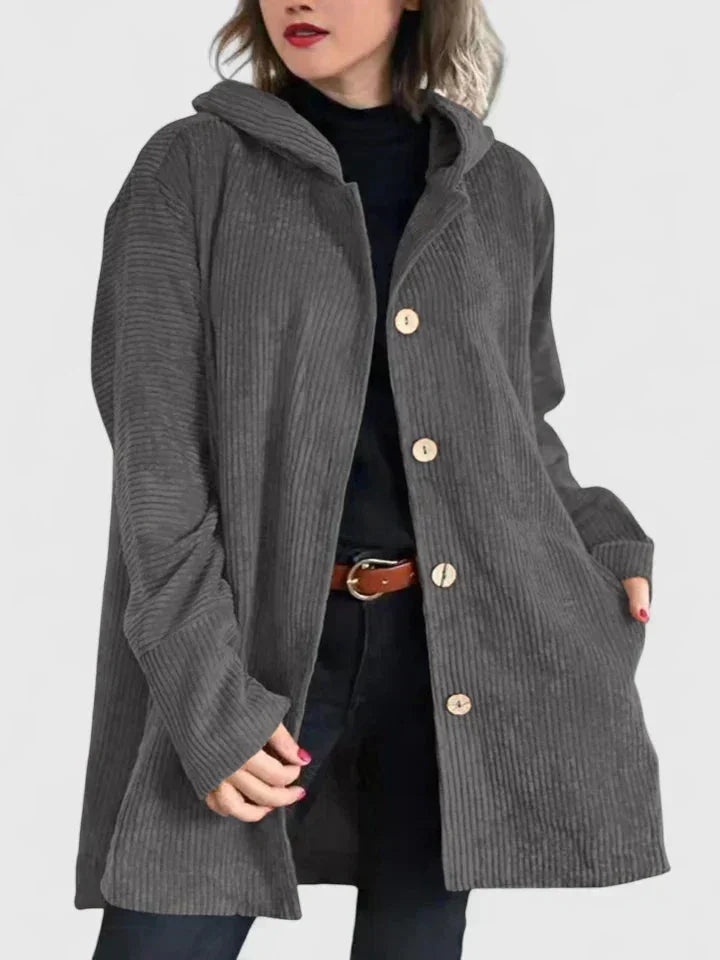 Women's light-coloured corduroy button-front jacket
