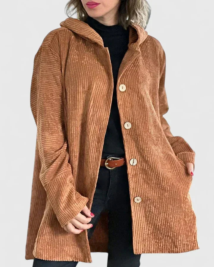 Women's light-coloured corduroy button-front jacket