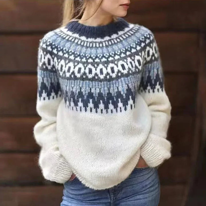 Maglione Écru Sprone Blu Pauline – Bottega Moretti