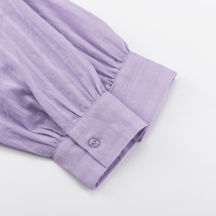 Completo con Camicia a Bottoni e Pantaloni Corti Leggeri Viola – foto 8