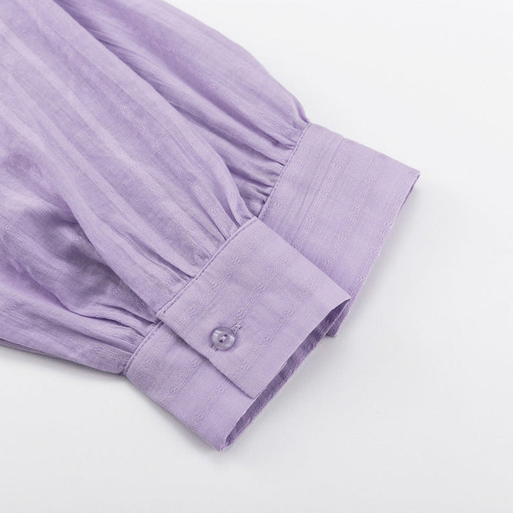Completo con Camicia a Bottoni e Pantaloni Corti Leggeri Viola – foto 8