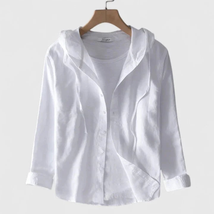 Hooded Button-Down Shirt for Women