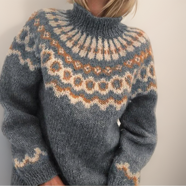 Maglione Collo Alto Jacquard Christine – foto 2