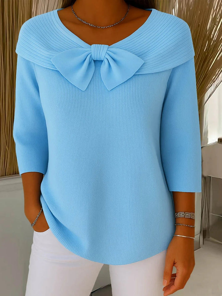 Maglione con Fiocco e Collo Rotondo Teresina Blu – Bottega Moretti