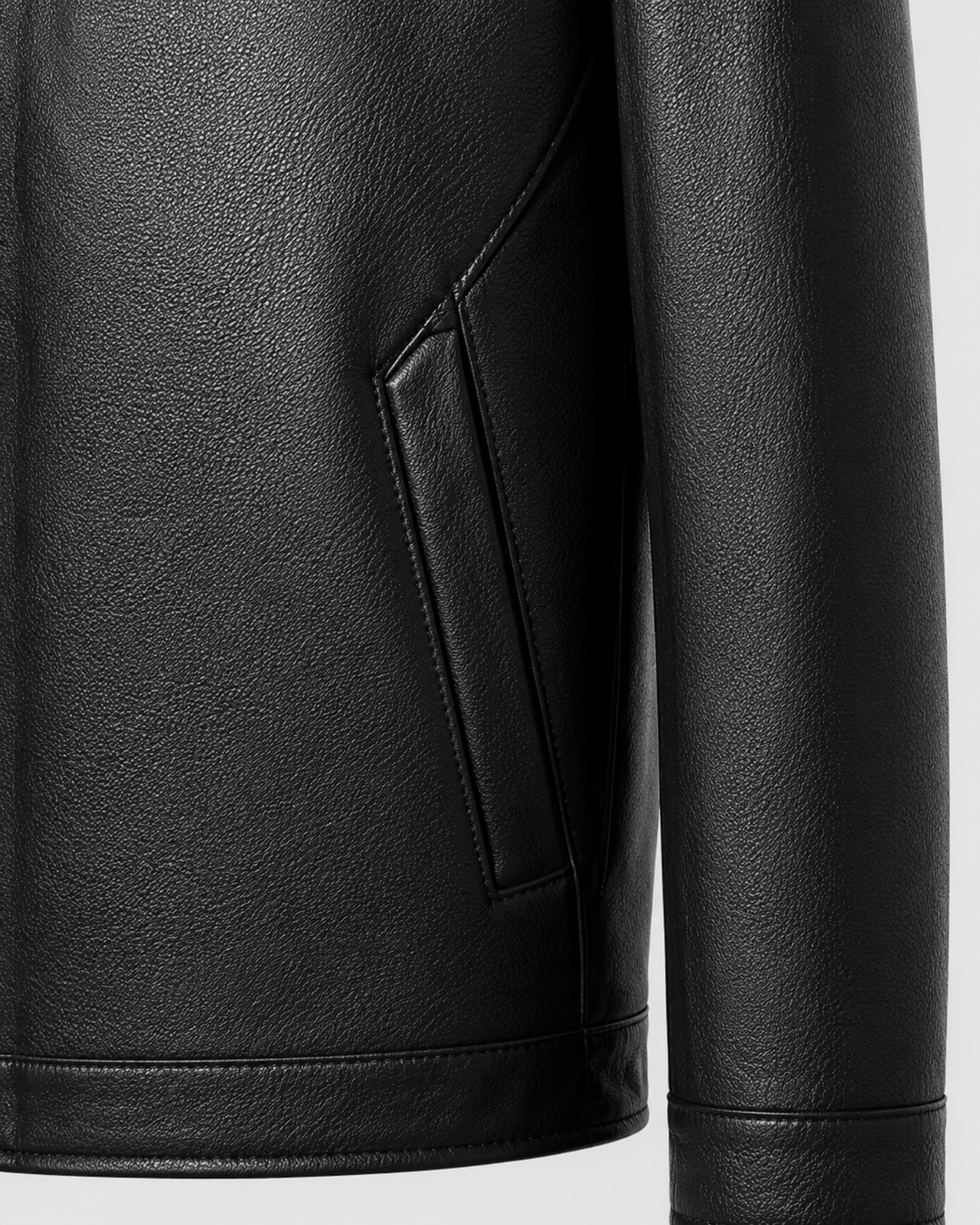 Kacob | Men's Faux Leather Collared Zip Jacket