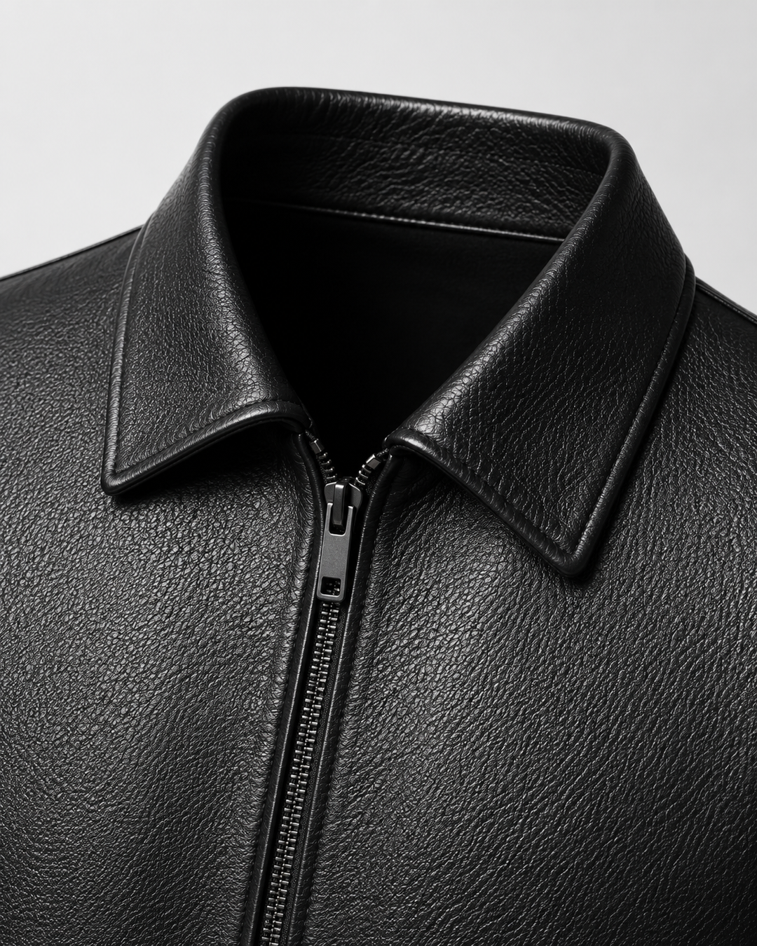 Kacob | Men's Faux Leather Collared Zip Jacket