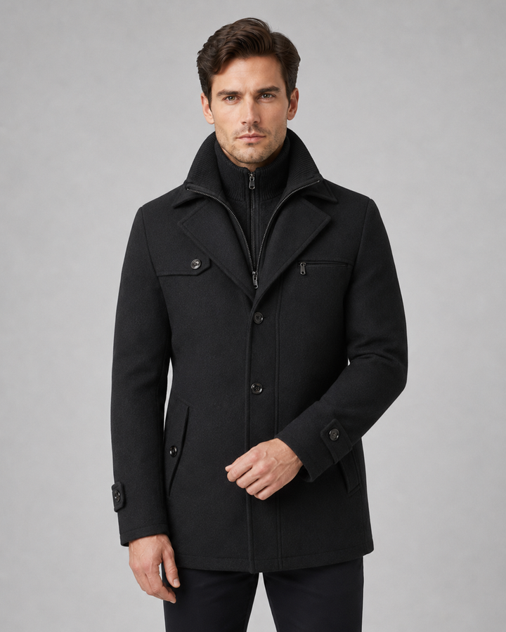 Kacob | Men's Funnel Neck Wool-Blend Coat
