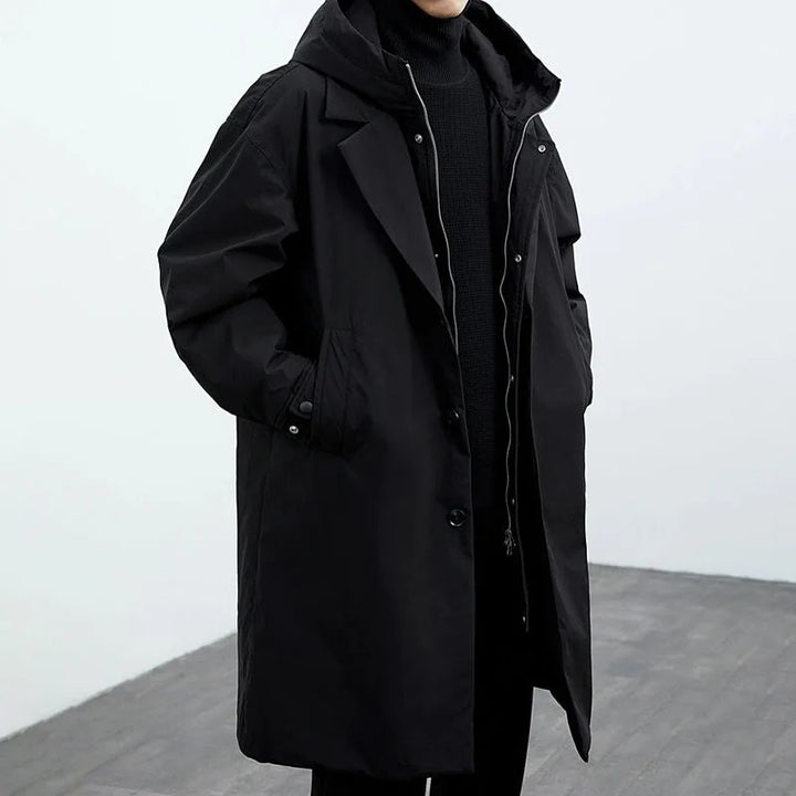 Kacob | Men's Wool-Blend Single-Breasted Winter Longline Coat