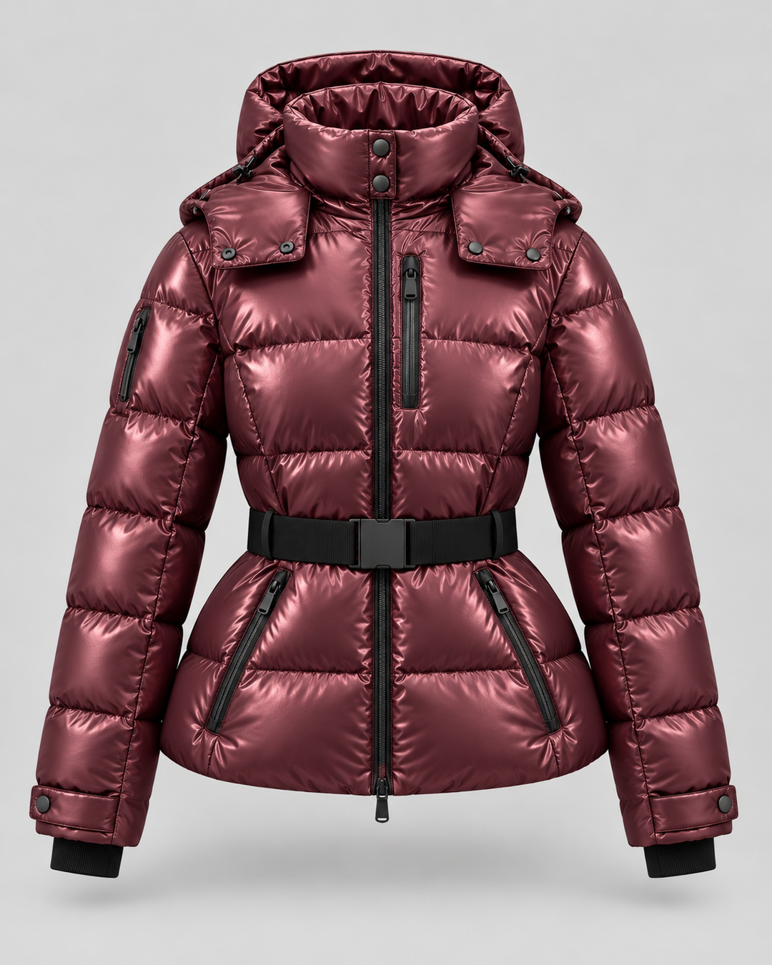 Kacob | Women's Hooded Belted Puffer Jacket